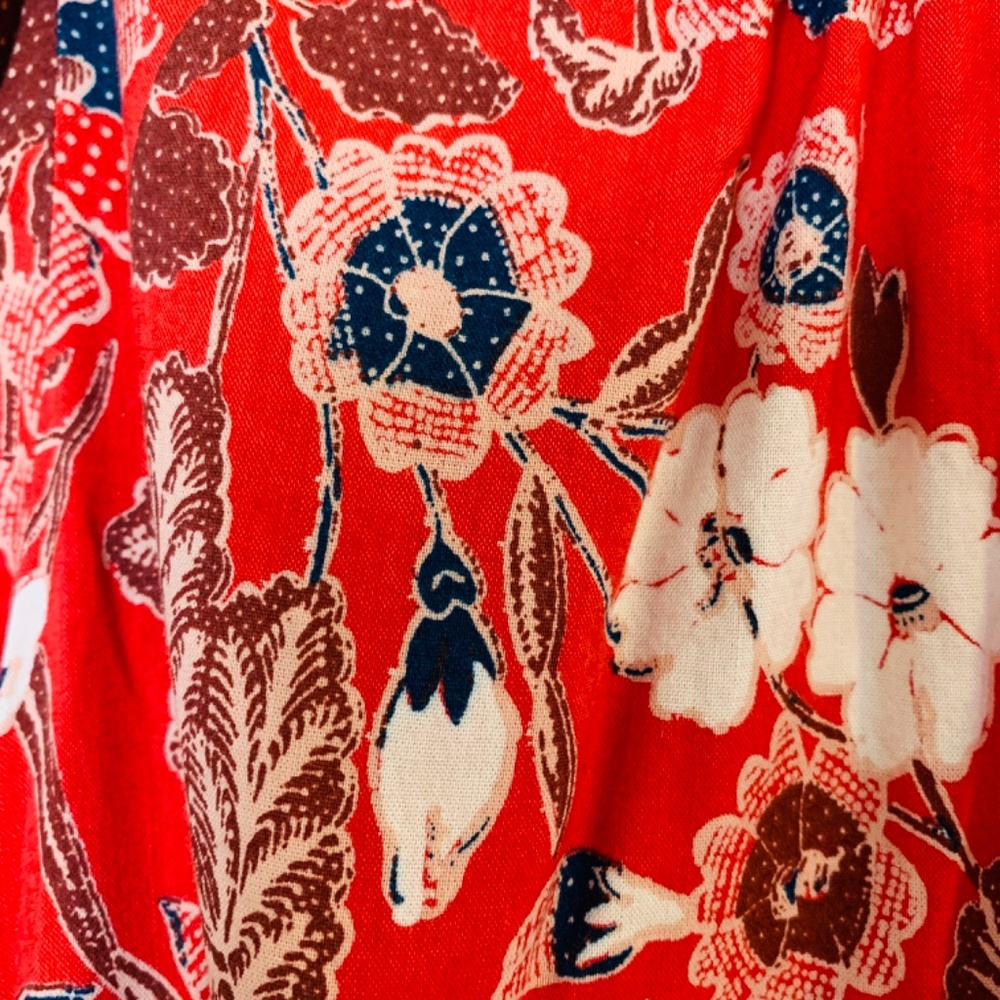 Ulla Johnson Red Liv Floral Mini Dress Size 8 Long Sleeves Cotton Blend Boho - Picture 11 of 16